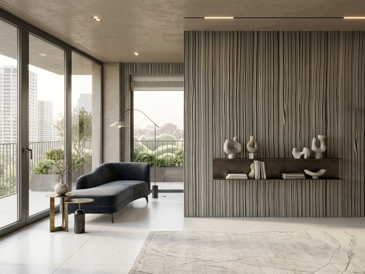 Škrábaná a stripe vrstvená malba v interiéru